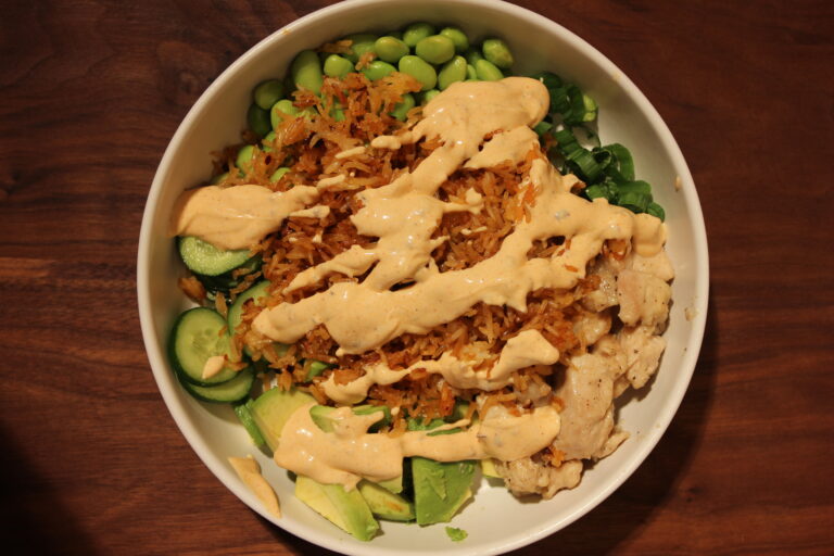 Crispy Rice Chili Chicken Bowl