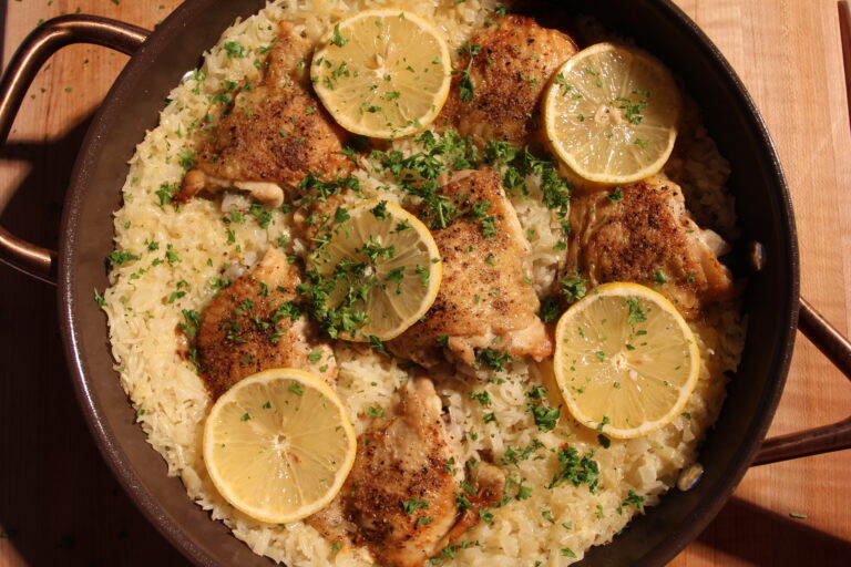 One-Pan Lemon Garlic Chicken & Rice