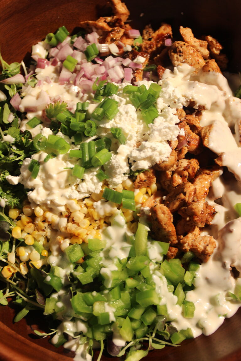 Charred Corn & Chicken Microgreen Salad