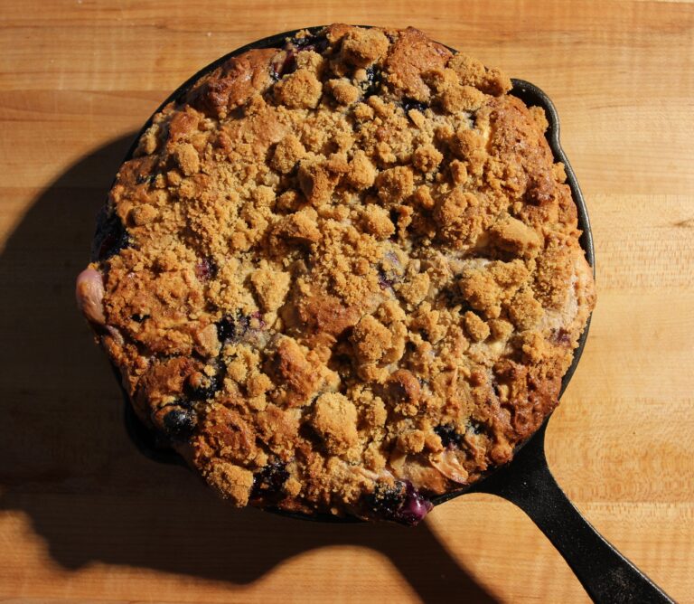 Blueberry Crumble Cheesecake Skillet Cookie
